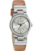 Fastrack, 6114SL01, Women's  Watch Analog, Silver Dial Brown Leather Band